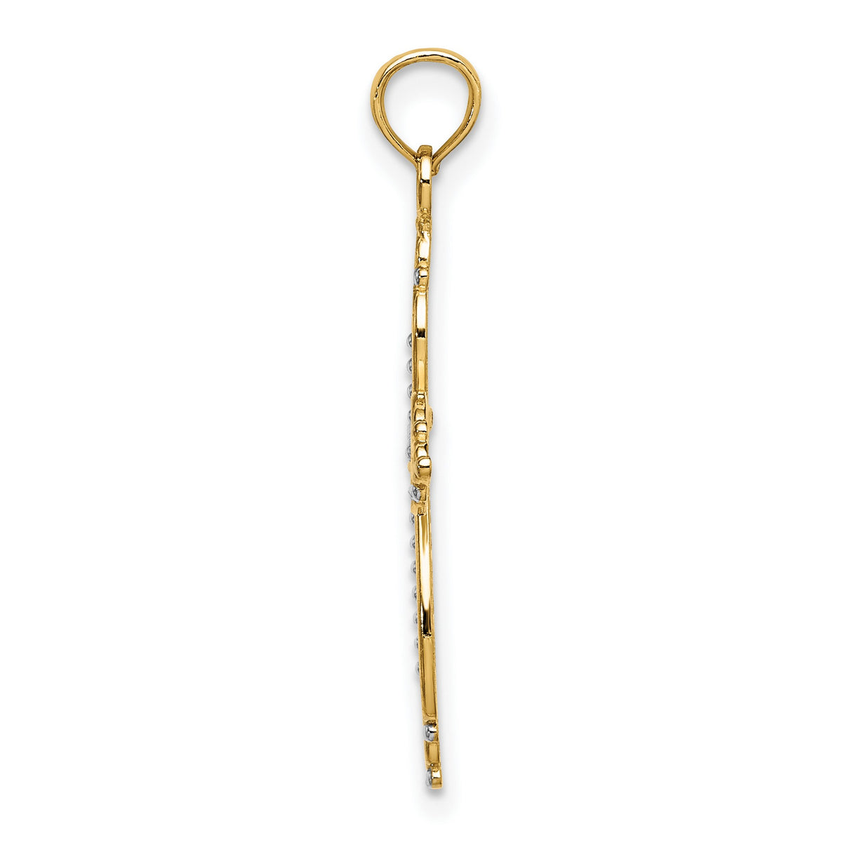 14k Multi-Tone Gold Cross Pendant with Ornate Filigree Detail, Vintage Religious Style