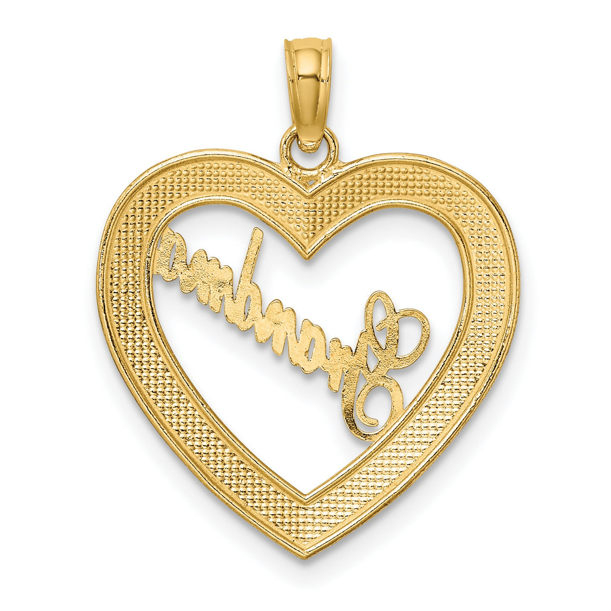 14k Multi-Tone Gold Grandma Pendant with Open Heart and Script Design