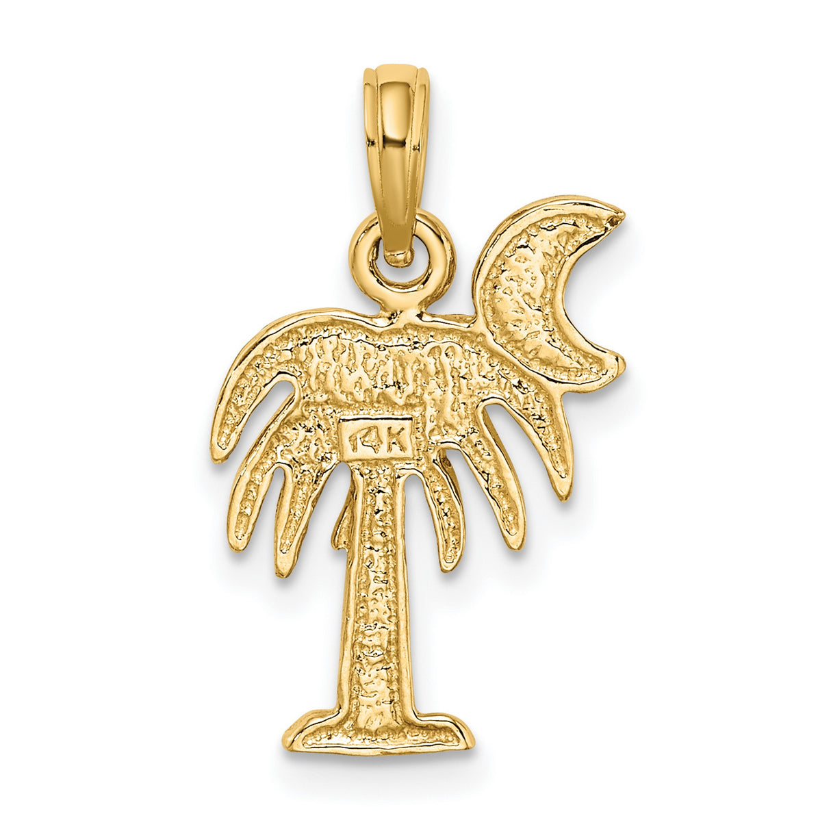 14k Multi-Tone Gold South Carolina Pendant with Crescent Moon and Palm Tree Design