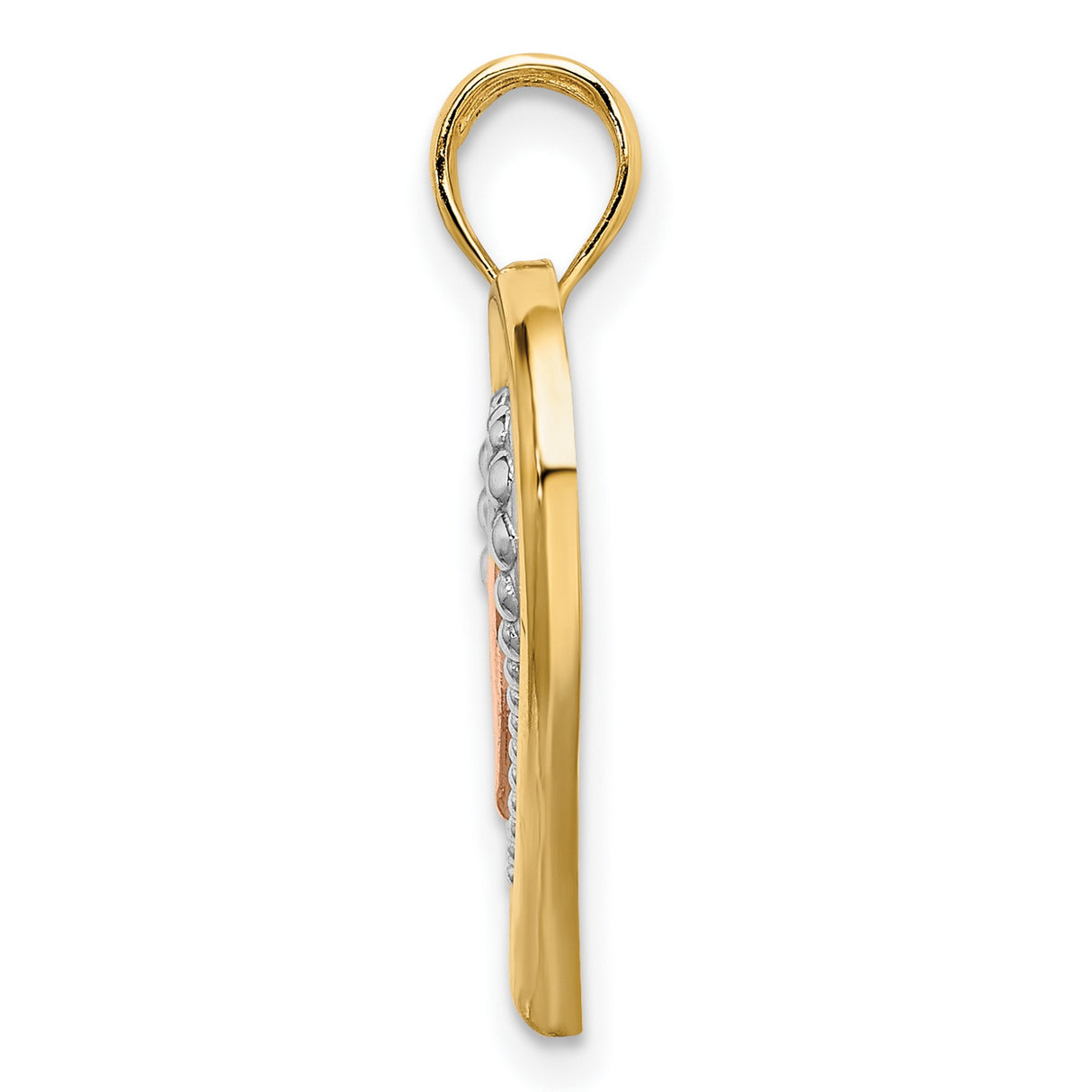 14k Multi-Tone Gold Heart Pendant with Layered Yellow, White, and Rose Gold Hearts