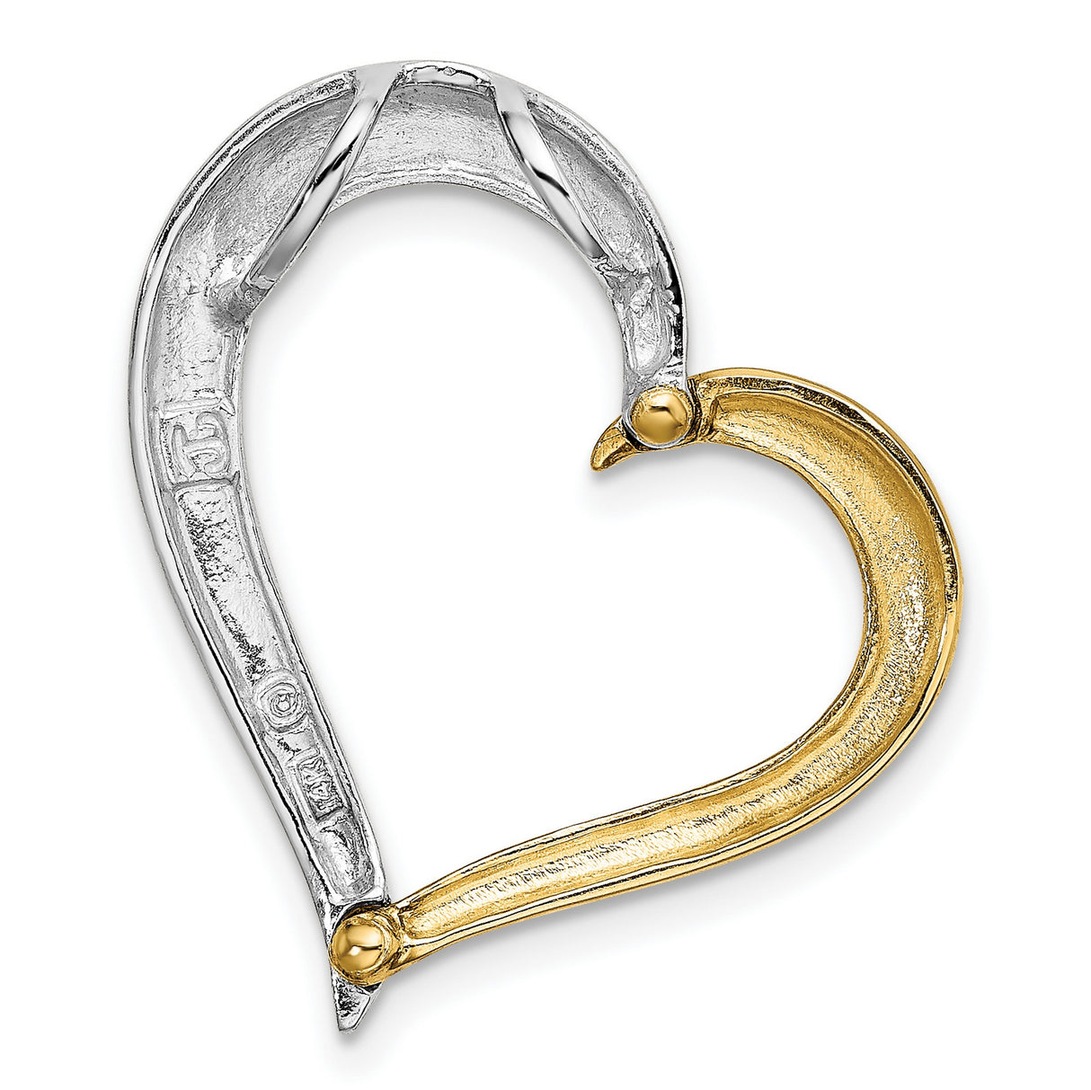 14k Two-Tone Gold Heart Pendant with Open Heart Design for Women