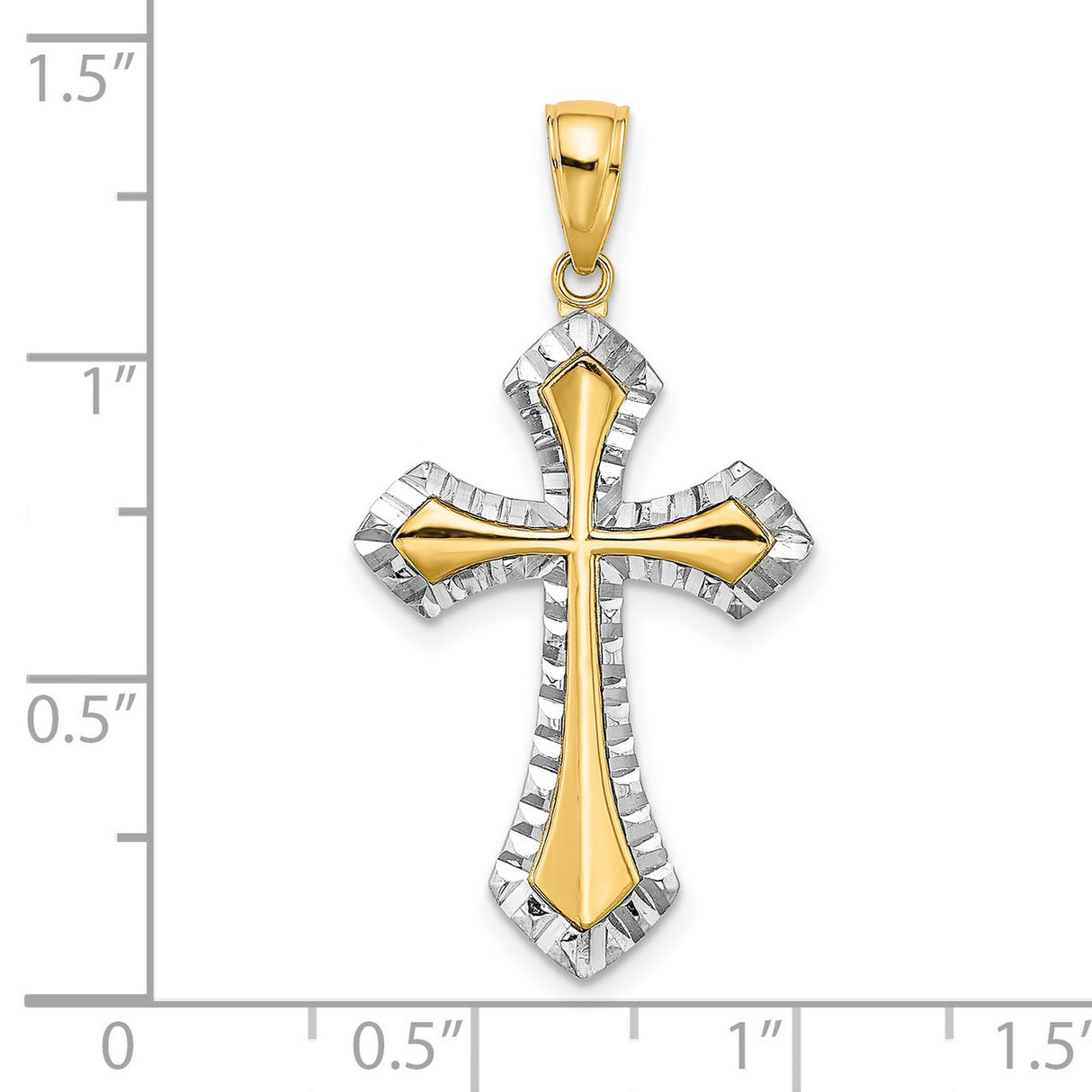 14k Multi-Tone Gold Cross Pendant, Reversible Polished Design with Faceted Edges for Men and Women