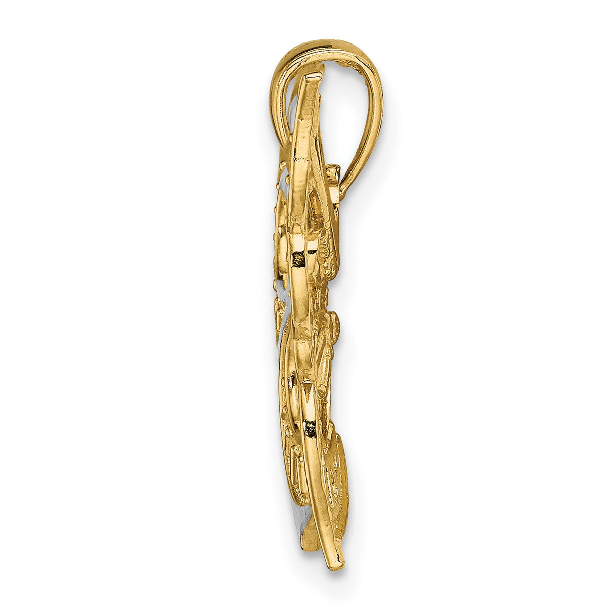 14k Two-Tone Gold Butterfly Pendant with Openwork Wings and Polished Accents