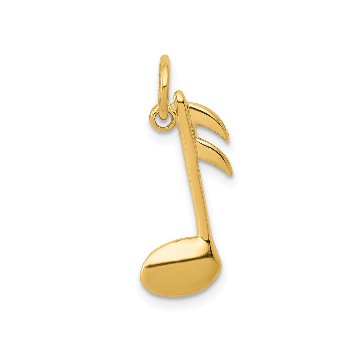 14k Yellow Gold Double Eighth Note Pendant, Musical Symbol Charm for Women or Unisex