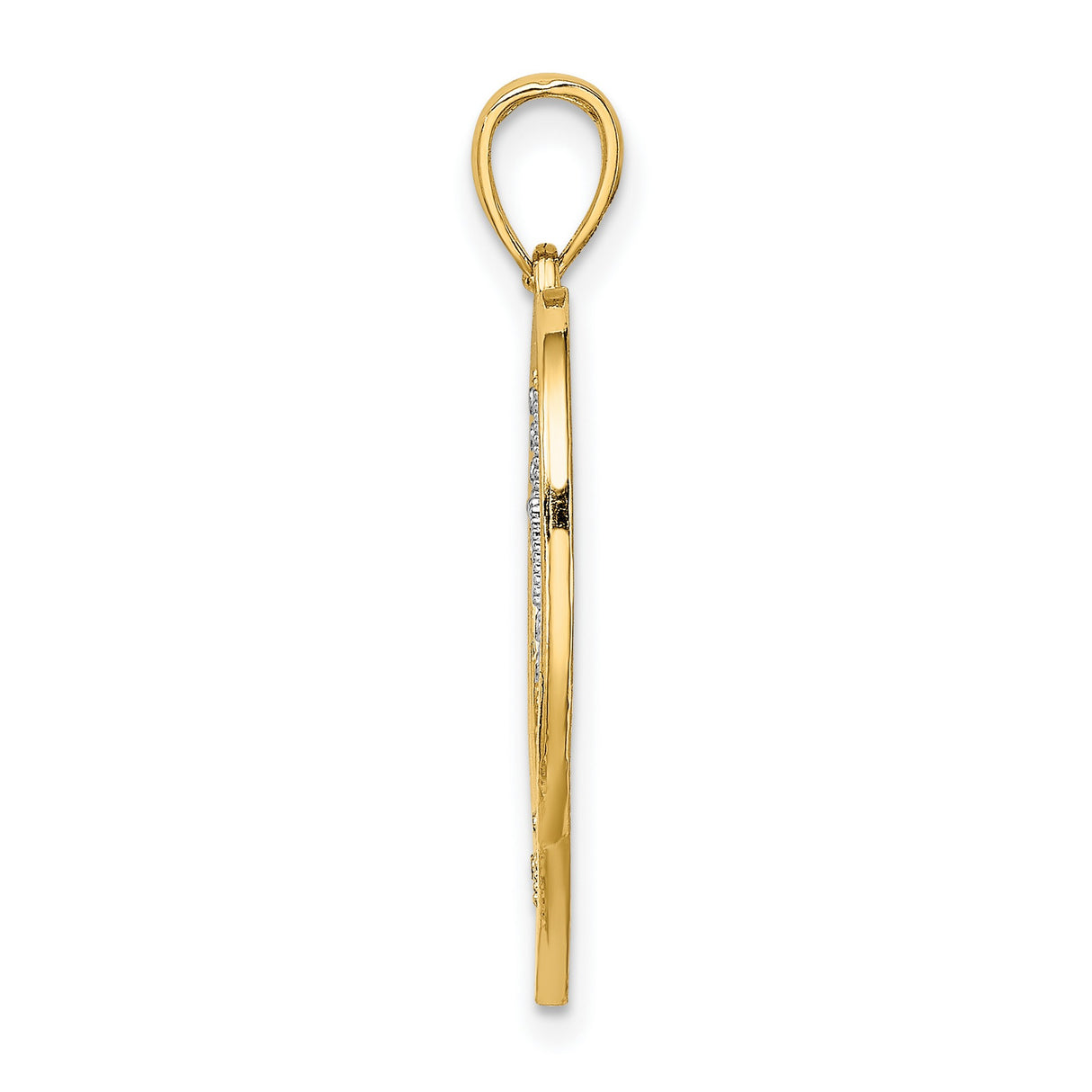 14k Two-Tone Gold Heart Cross Pendant, Open Heart with Christian Symbol, Religious Jewelry for Women