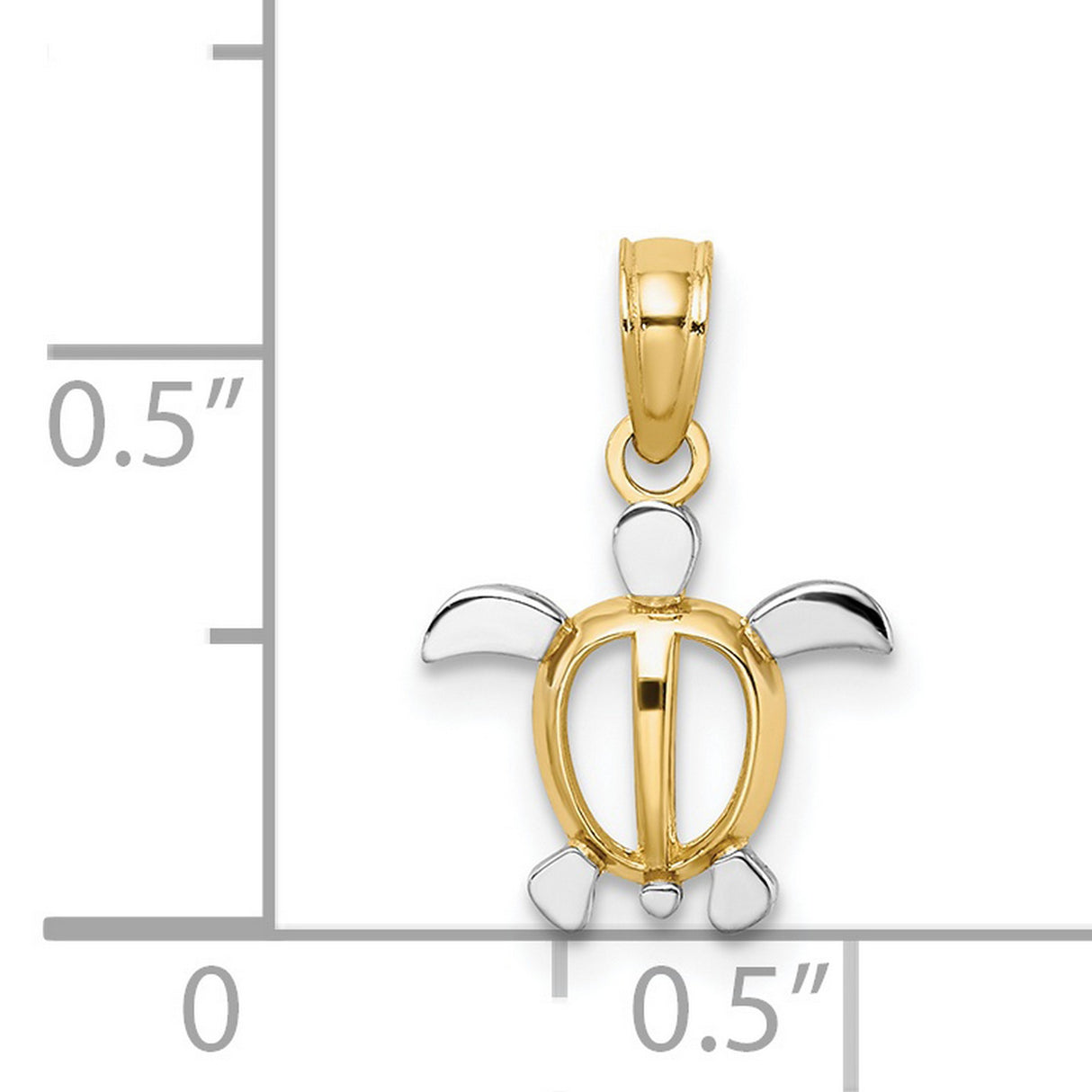 14k Multi-Tone Gold Turtle Pendant, Two-Tone Sea Turtle Design, Ocean Life Theme Jewelry