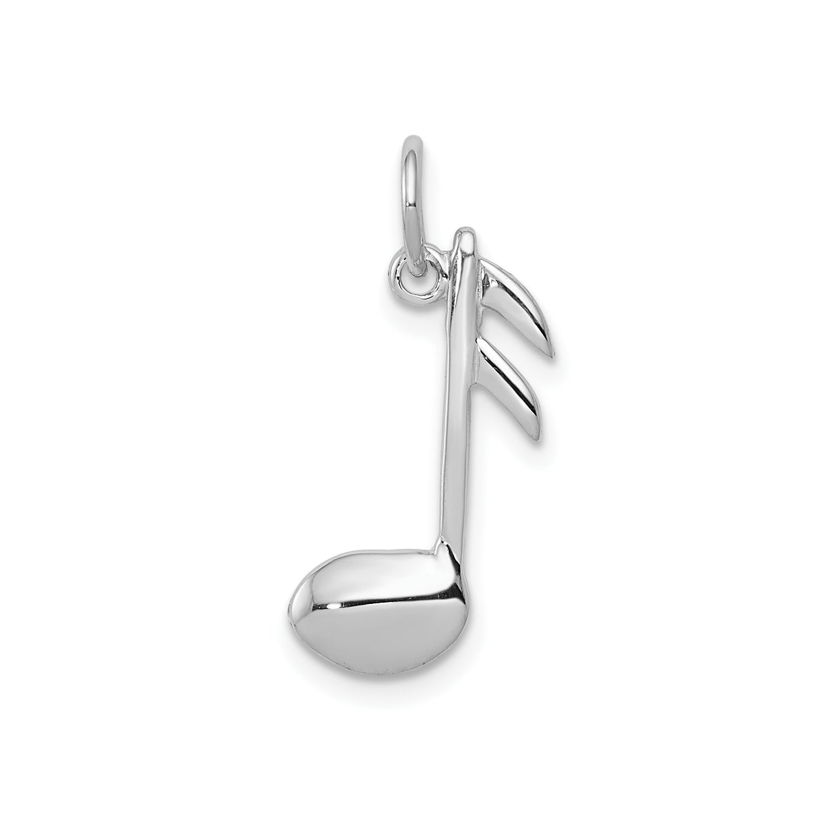 14k White Gold Music Note Charm Pendant, Polished Eighth Note Design for Musicians and Music Lovers