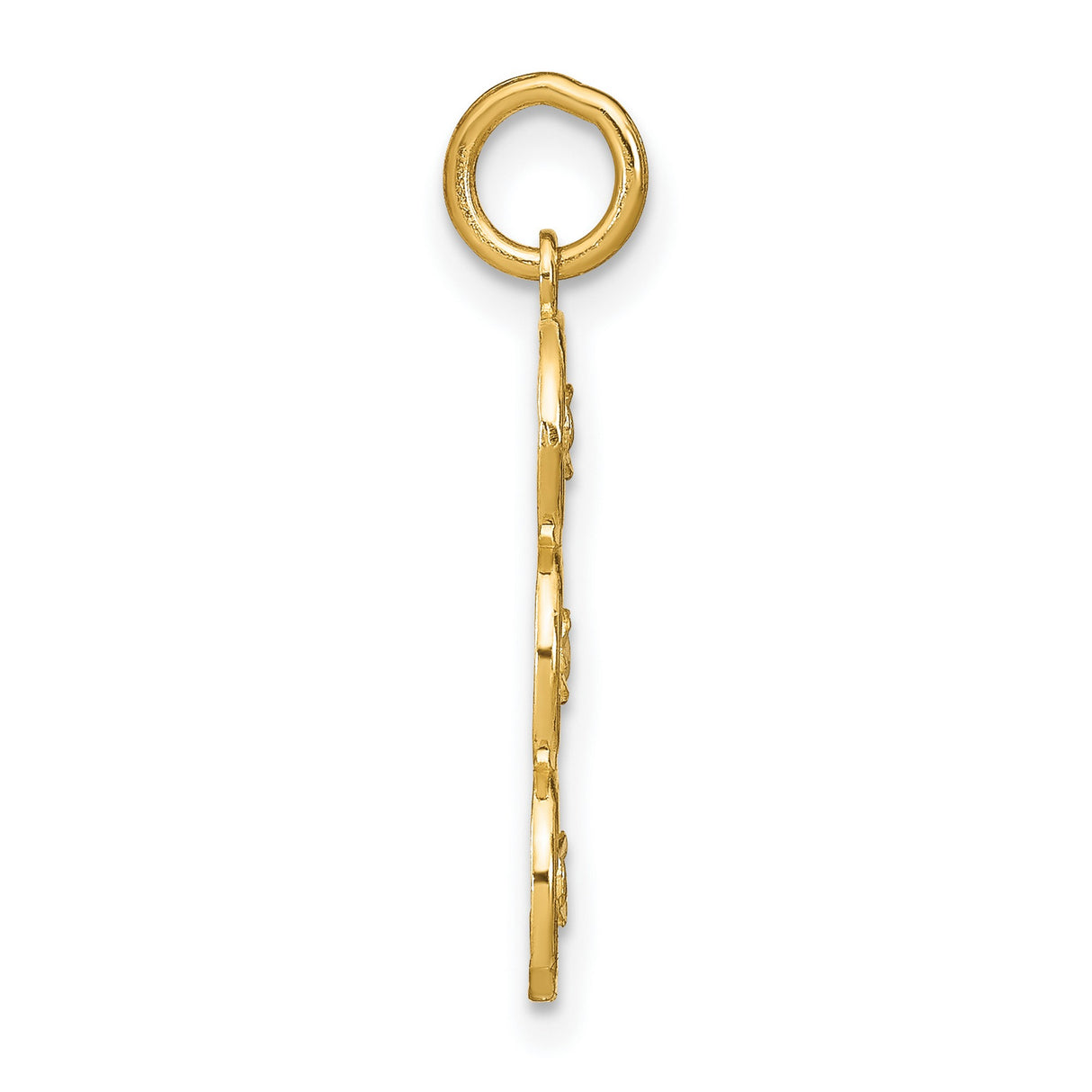 14k Multi-Tone Gold Filigree Pendant with Three Circle Floral Motif and Diamond Cut Centers