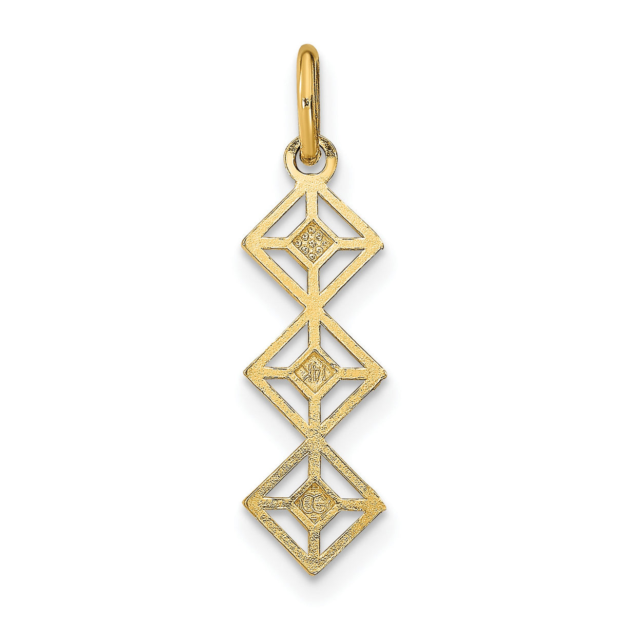 14k Multi-Tone Gold Geometric Pendant with Stacked Open Diamond Shapes and Polished Cubes