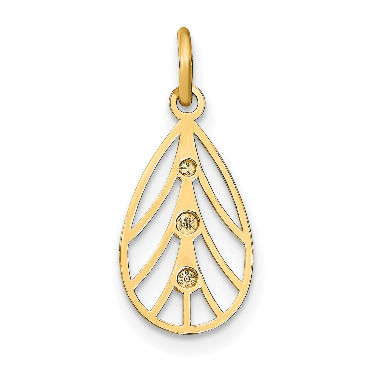14k Multi-Tone Gold Teardrop Pendant with Rhodium Detail and Filigree Design for Women