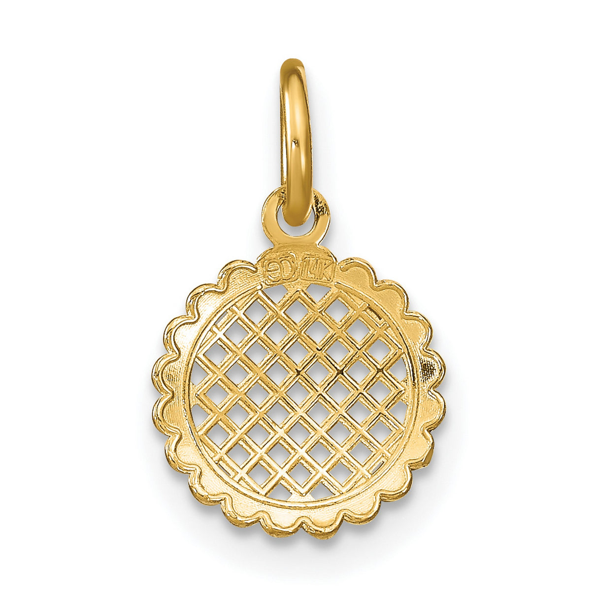 14k Two-Tone Gold Pendant with Lattice Design and Scalloped Edge