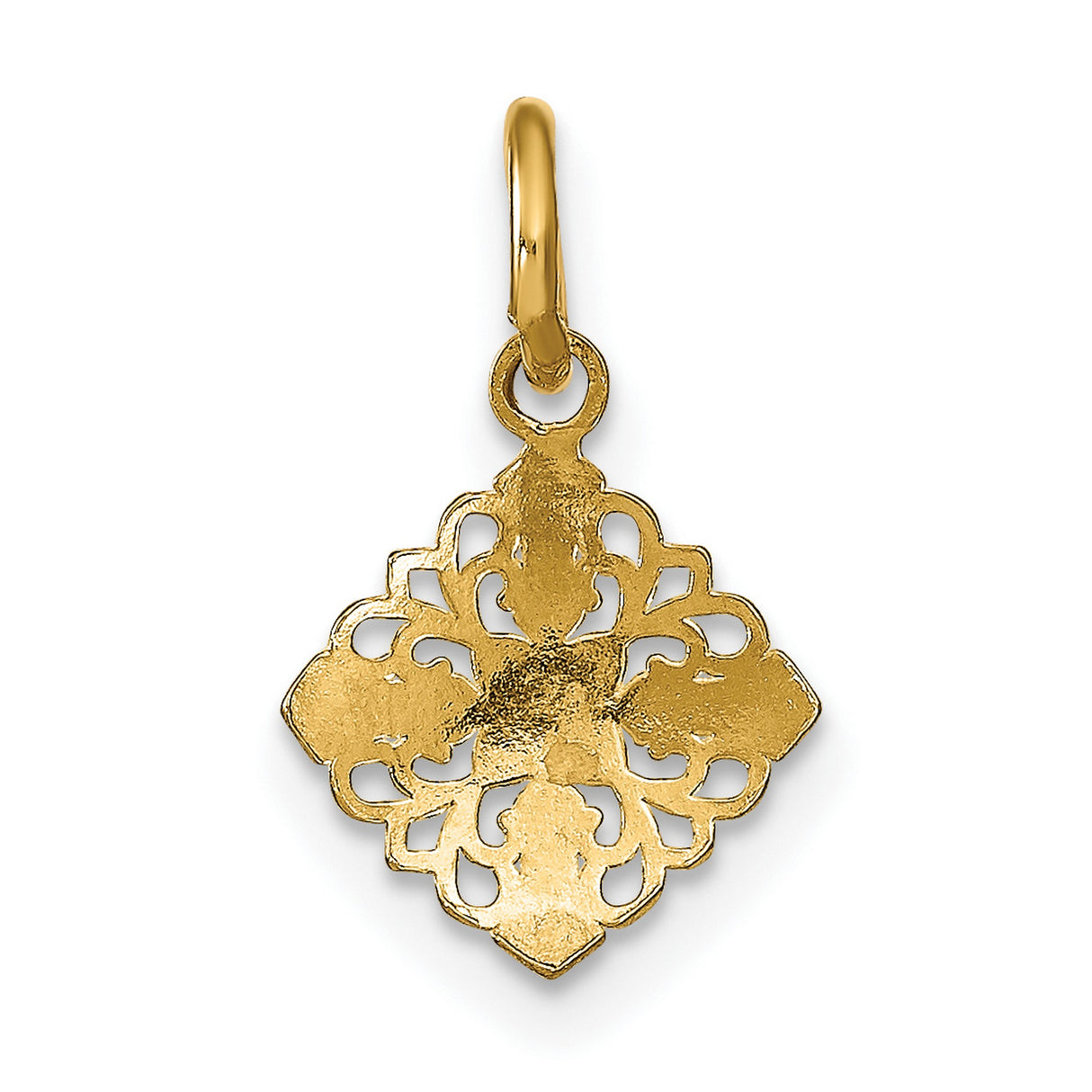 14k Multi-Tone Gold Cross Pendant, Ornate Filigree Textured Religious Charm for Women