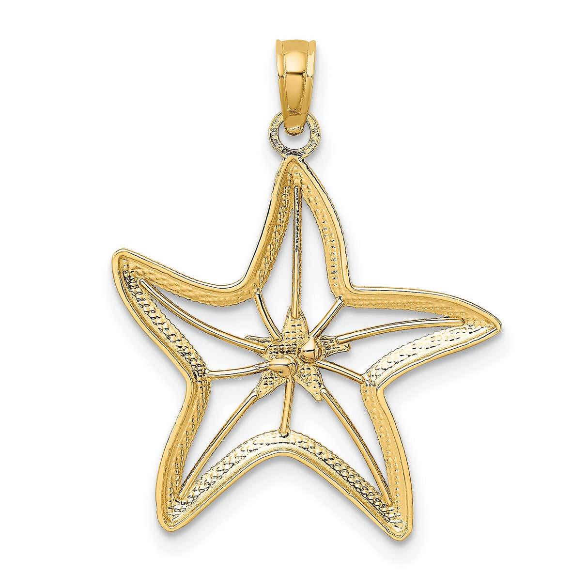 14k Two-Tone Gold Starfish Pendant with Rose Gold Center and Openwork Design