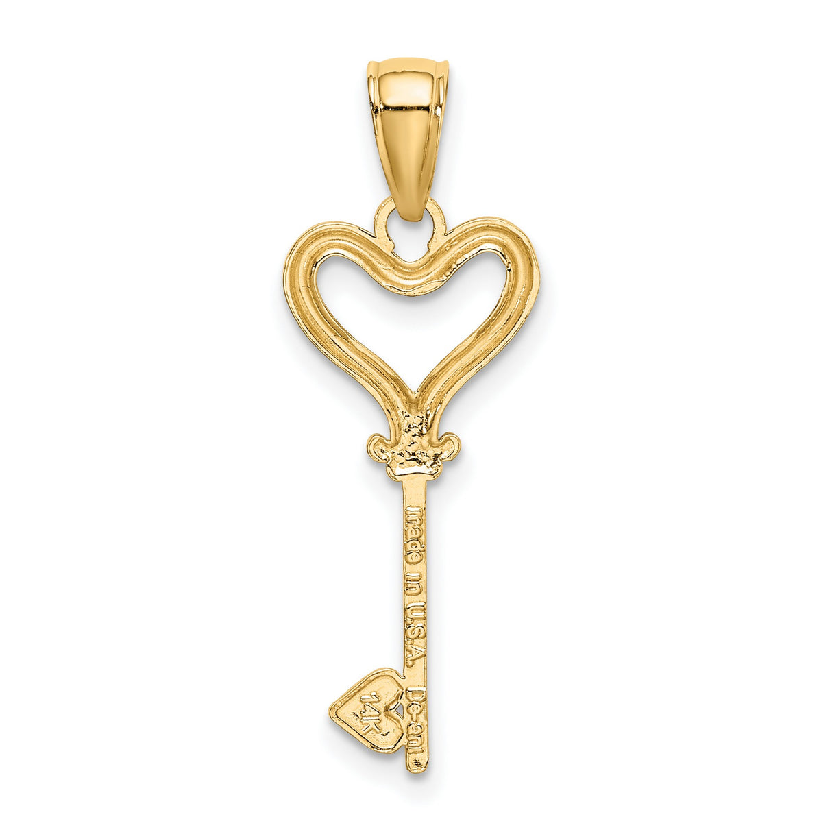 14k Two-Tone Gold Heart Key Pendant, Romantic Love Charm for Women