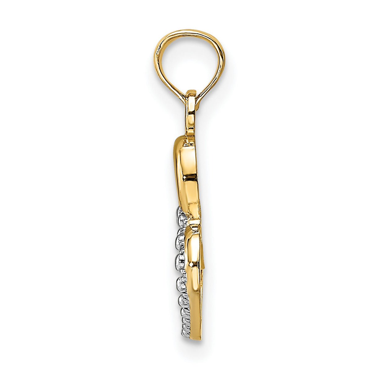 14k Multi-Tone Gold Interlocking Heart Pendant, Polished and Textured Hearts for Women