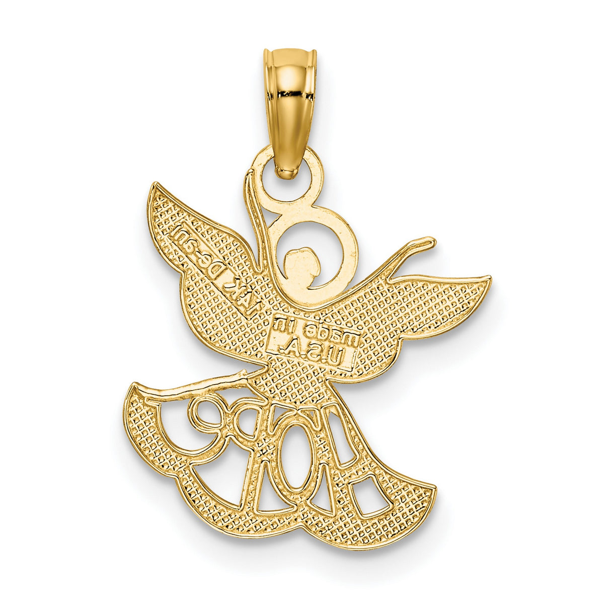 14k Two-Tone Gold Angel Pendant with Rhodium Wings and Cut-Out HOPE Symbol, Christian Jewelry
