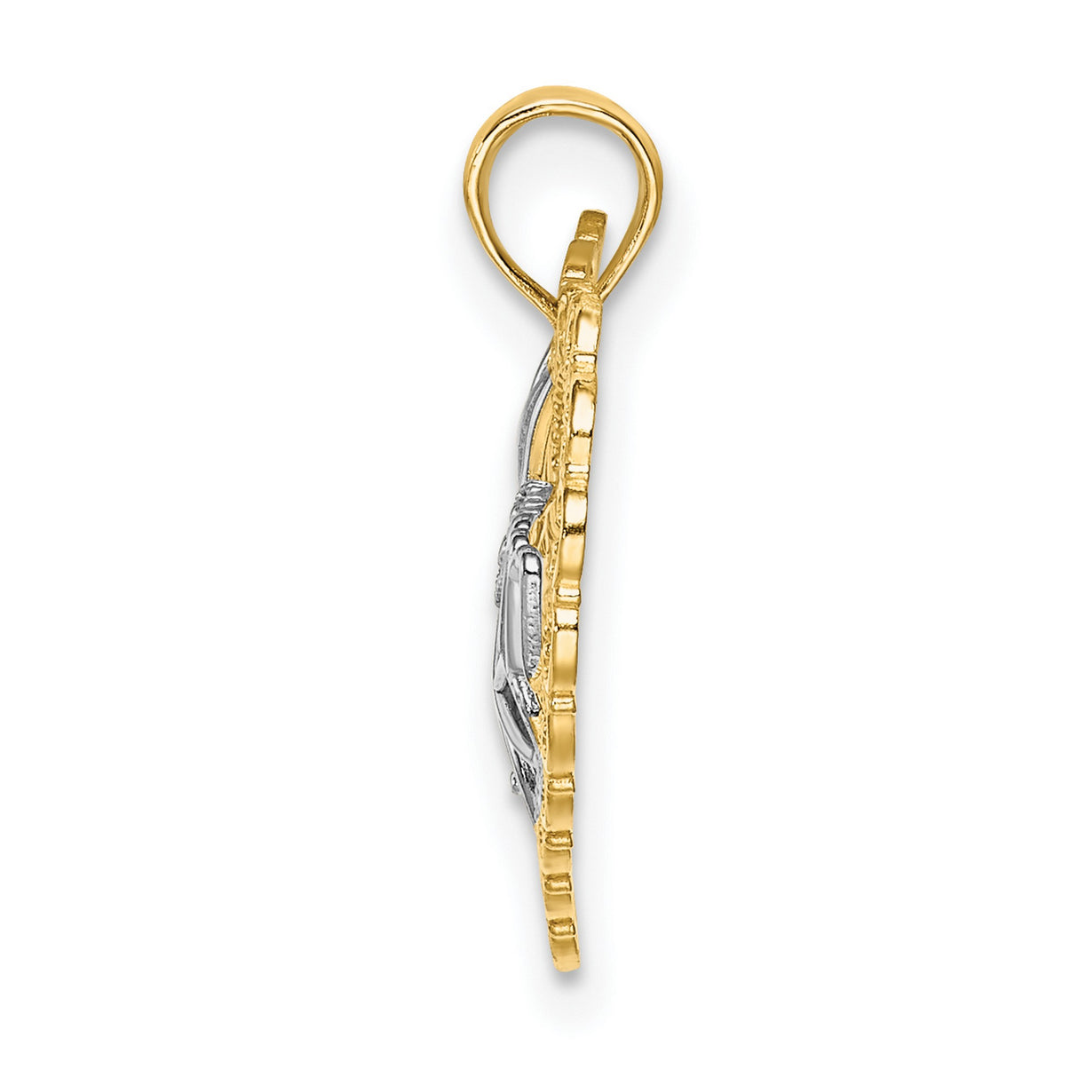 14k Yellow Gold and Rhodium Heart Pendant with Diamond Accents, Infinity Mom Design for Women