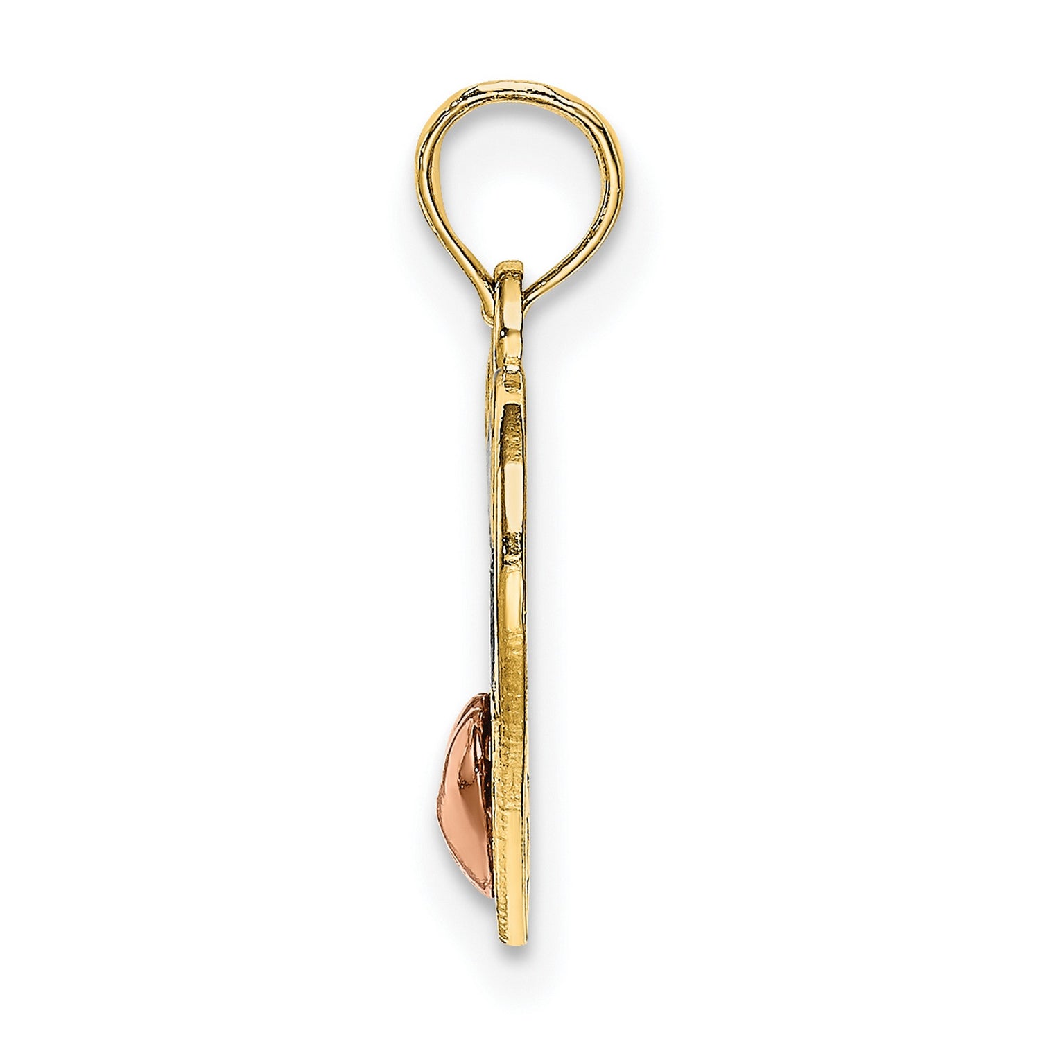 14k Two-Tone Gold Heart Pendant with MOM in White Gold and Rose Gold Accent