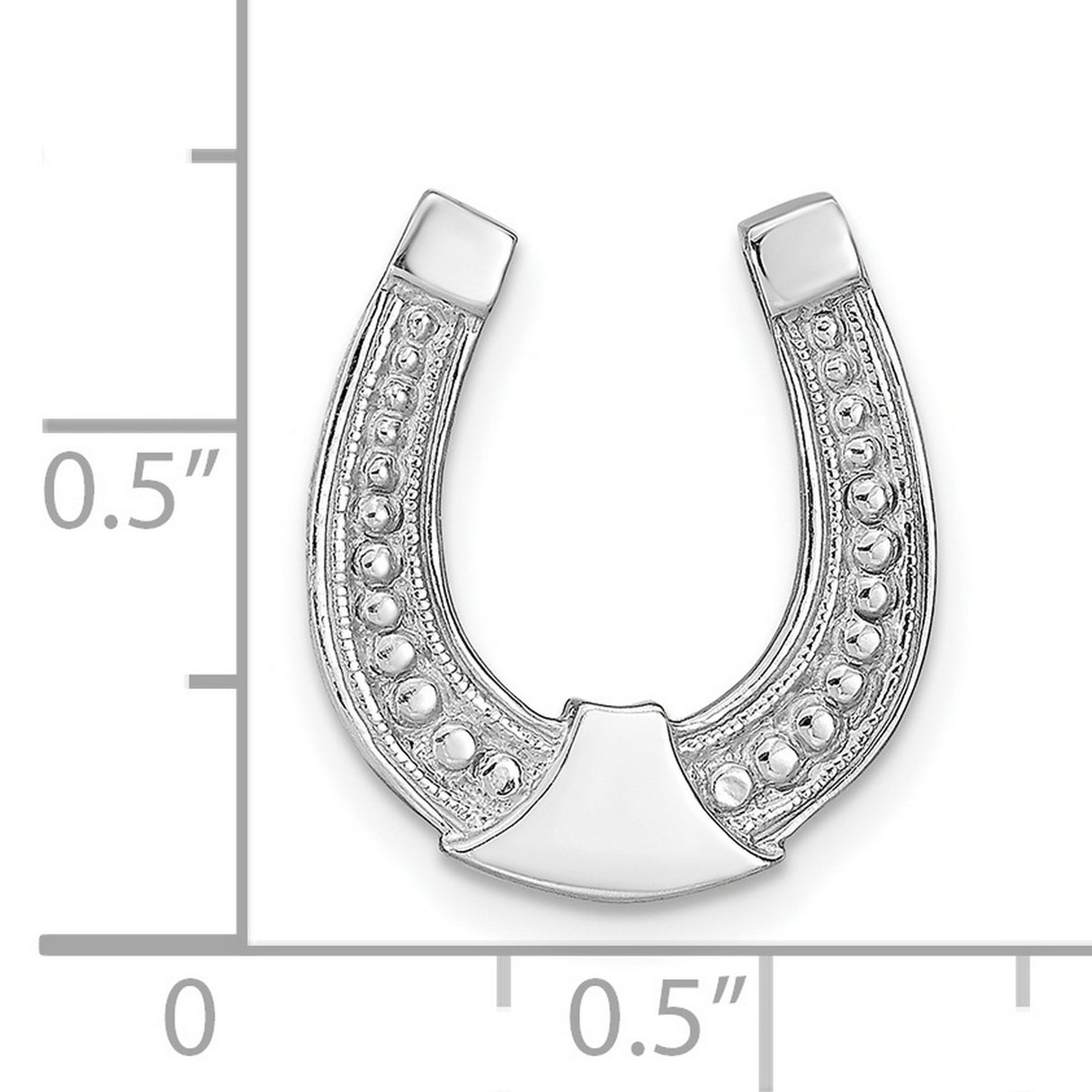 14k White Gold Horseshoe Pendant with Polished Finish and Dotted Detailing