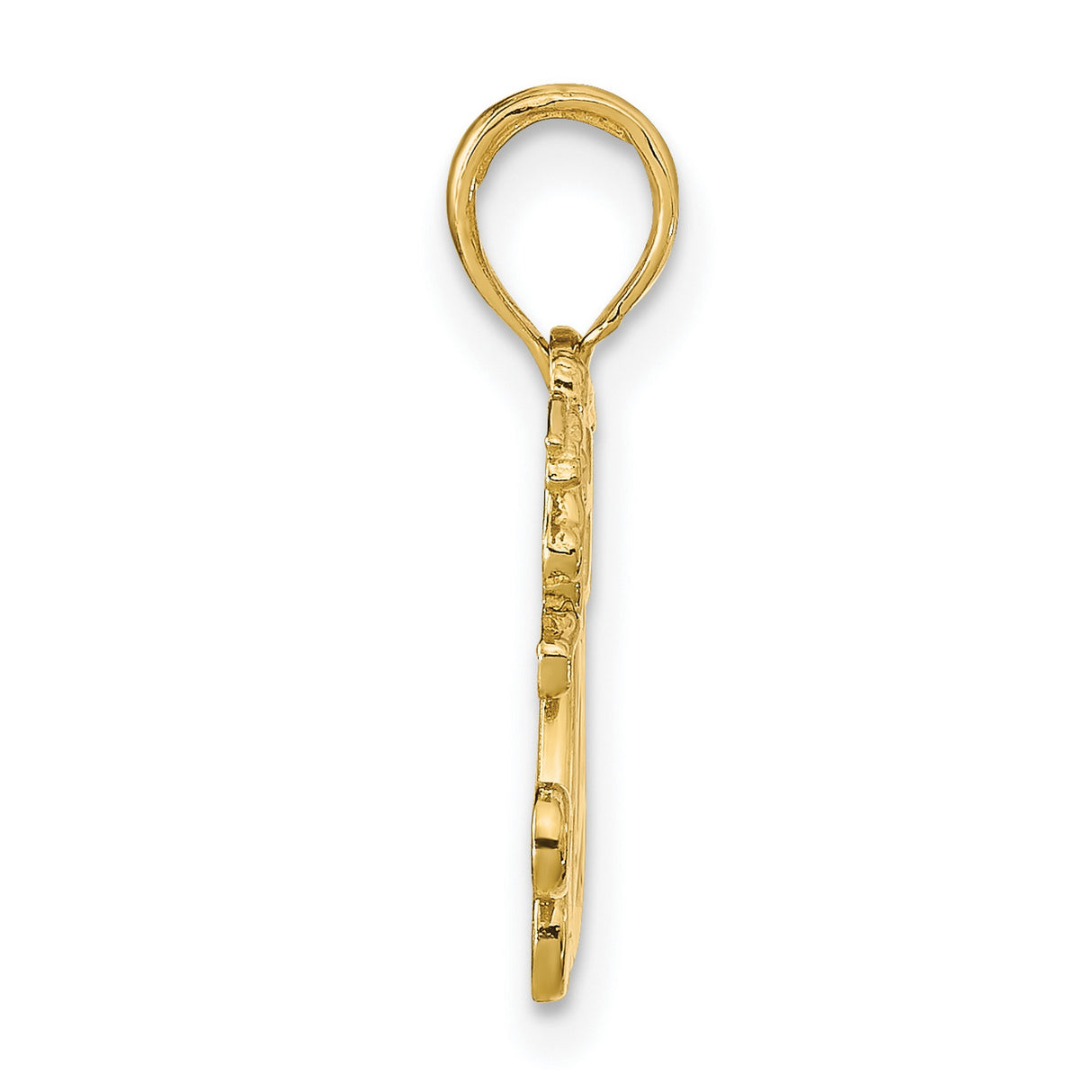 14k Yellow Gold MOM Pendant with Angel Cherubs and Heart, Spiritual Religious Charm for Women