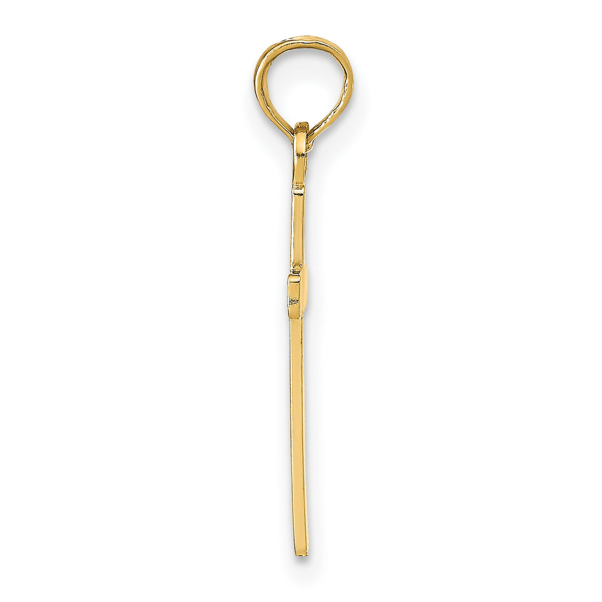 14k Yellow Gold Cross Pendant, Polished Minimalist Religious Design, Unisex Spiritual Jewelry