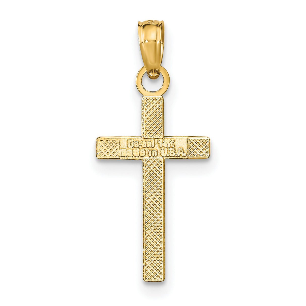 14k Yellow Gold Cross Pendant, Polished Minimalist Religious Design, Unisex Spiritual Jewelry