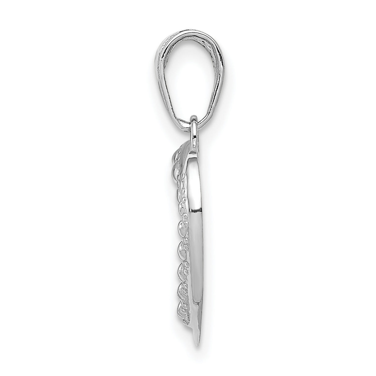 14k White Gold Heart Pendant with Textured Accents, Open Heart Minimalist Design for Women