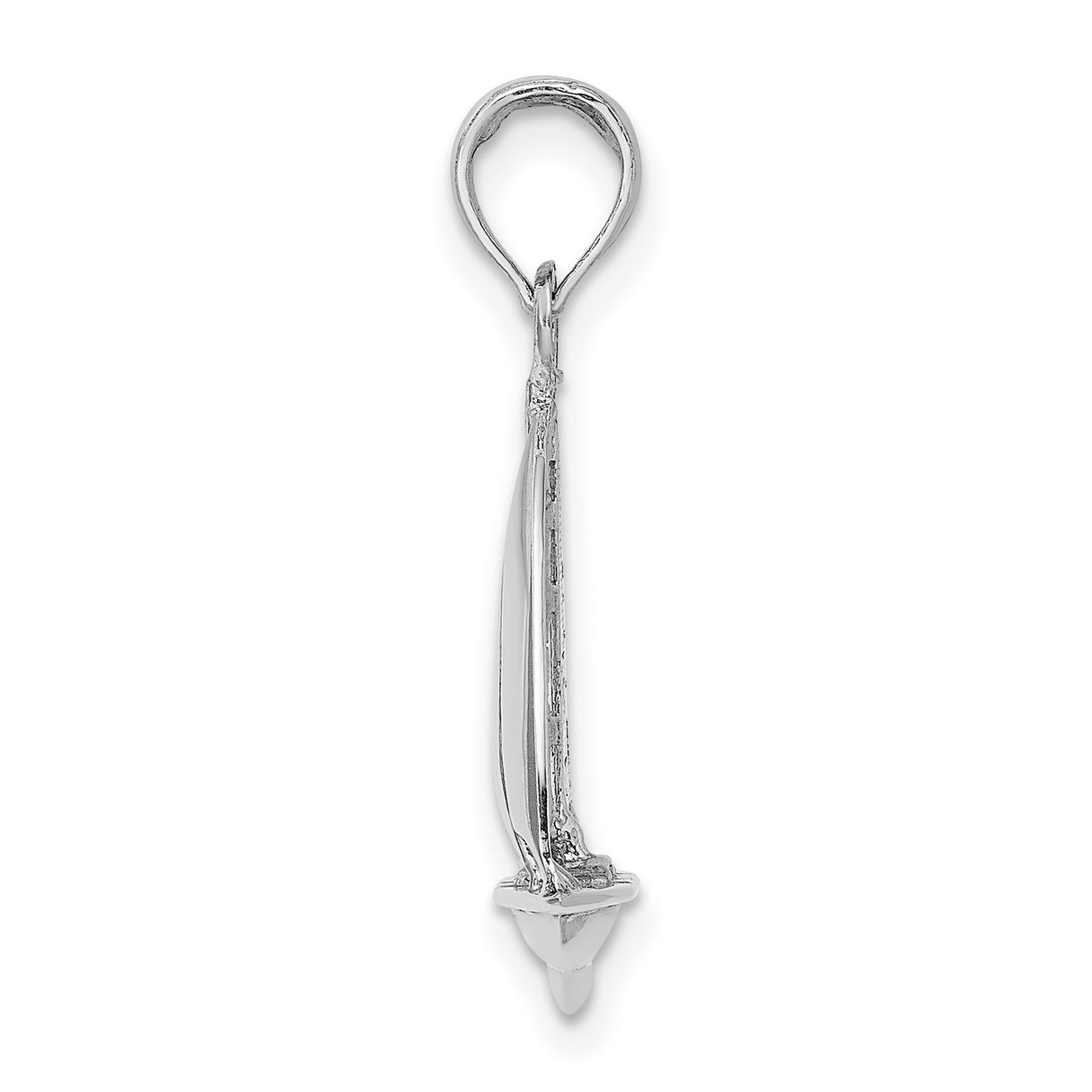 14k White Gold Sailboat Pendant, Detailed Yacht Design Nautical Jewelry