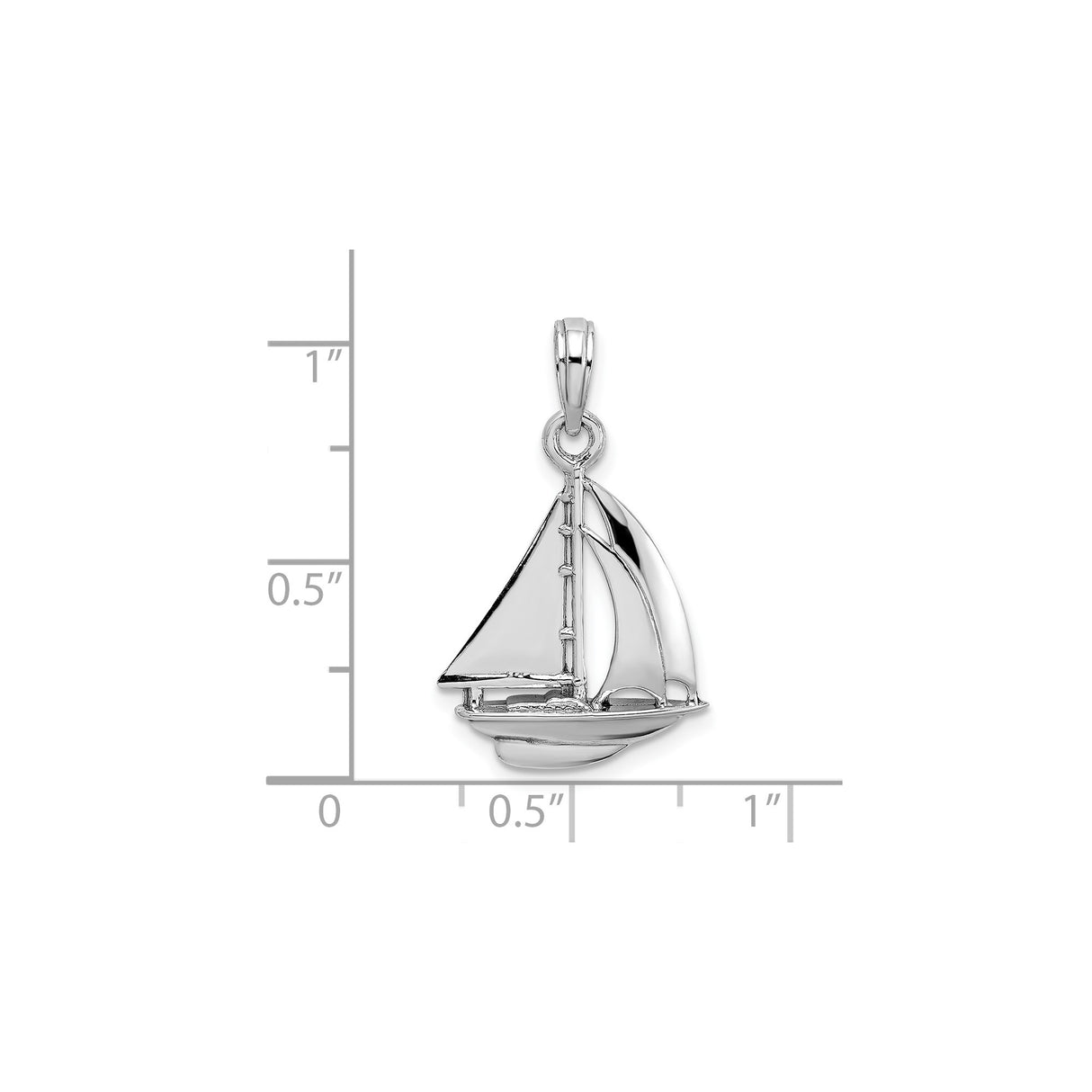 14k White Gold Sailboat Pendant, Nautical Sailing Boat Charm for Women or Unisex Wear