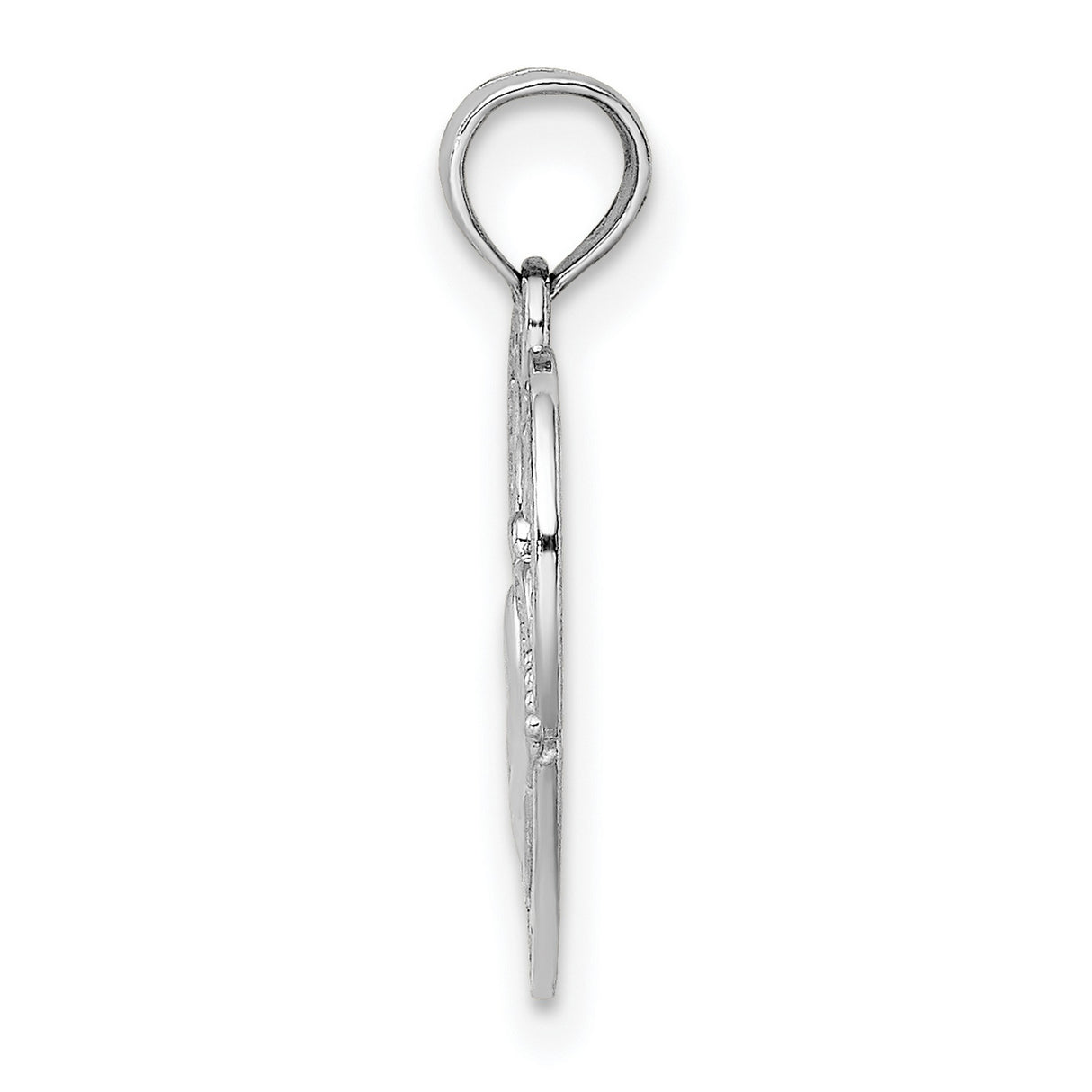 14k White Gold Claddagh Heart Pendant with Hand, Crown, and Heart Symbol, Celtic Irish Jewelry for Women