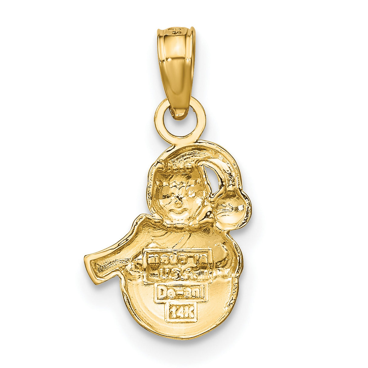 14k Yellow Gold Snowman Pendant with Hat and Scarf, Festive Holiday Charm