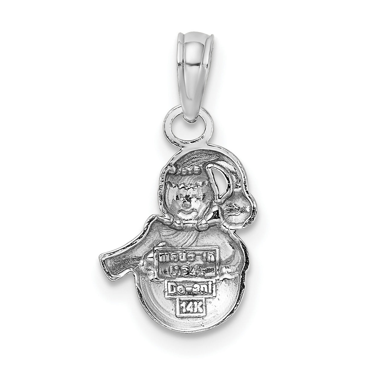 14k White Gold Snowman Pendant with Winter Hat and Scarf, Holiday Jewelry for Women