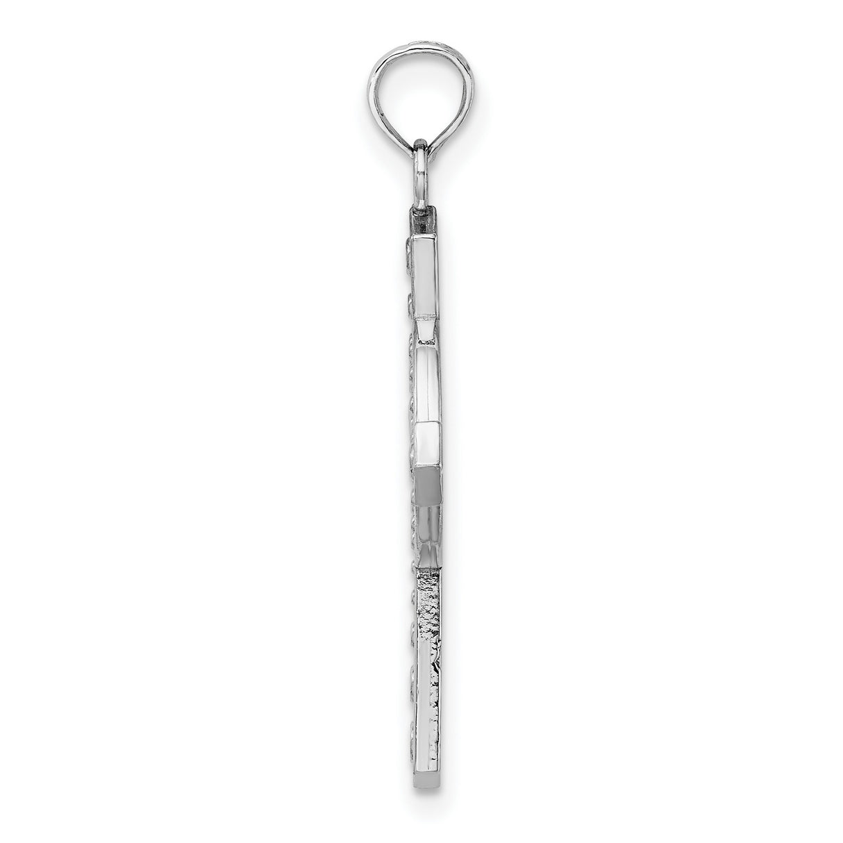 14k White Gold Celtic Cross Pendant with Beaded Halo Detail Religious Charm