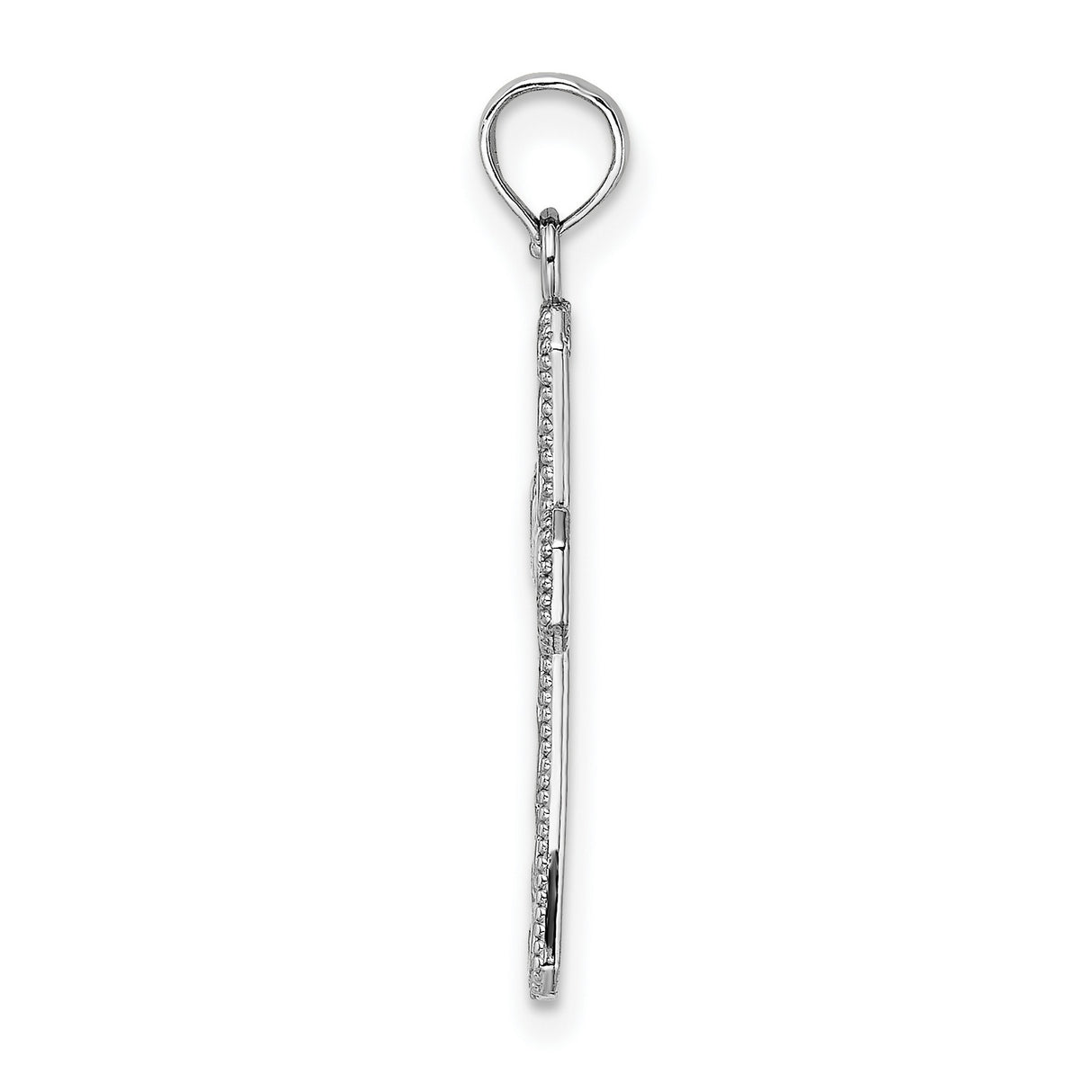 14k White Gold Cross Pendant with Swirl Detail and Filigree Design for Men and Women