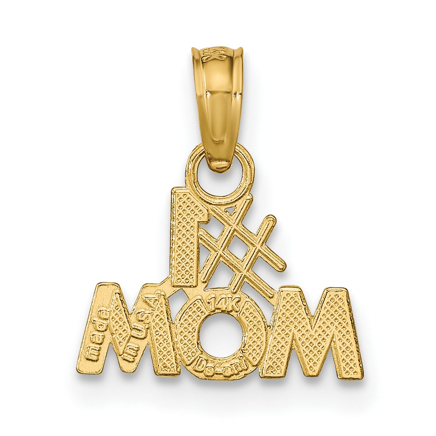 14k Yellow Gold Pendant, #1 Mom Charm, Symbolic Motherhood Jewelry for Women