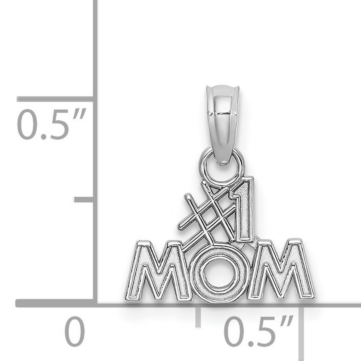 14k White Gold Pendant Featuring Number One Mom Design, Motherhood Charm for Women