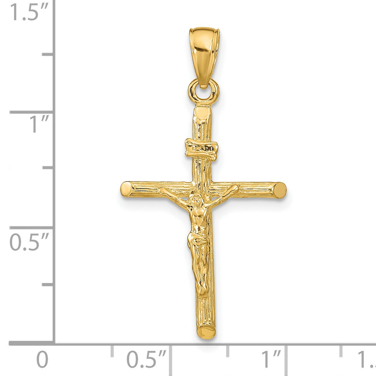 14k Yellow Gold Crucifix Cross Pendant with INRI Charm and Jesus Figure for Men and Women