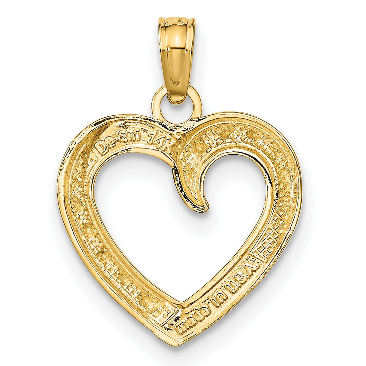 14k Multi-Tone Gold Open Heart Pendant, Two-Tone Textured Charm with Bubble Detail