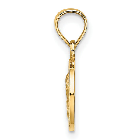 14k Yellow Gold Angel Medallion Pendant with Raised Cherub Symbol, Religious Christian Jewelry