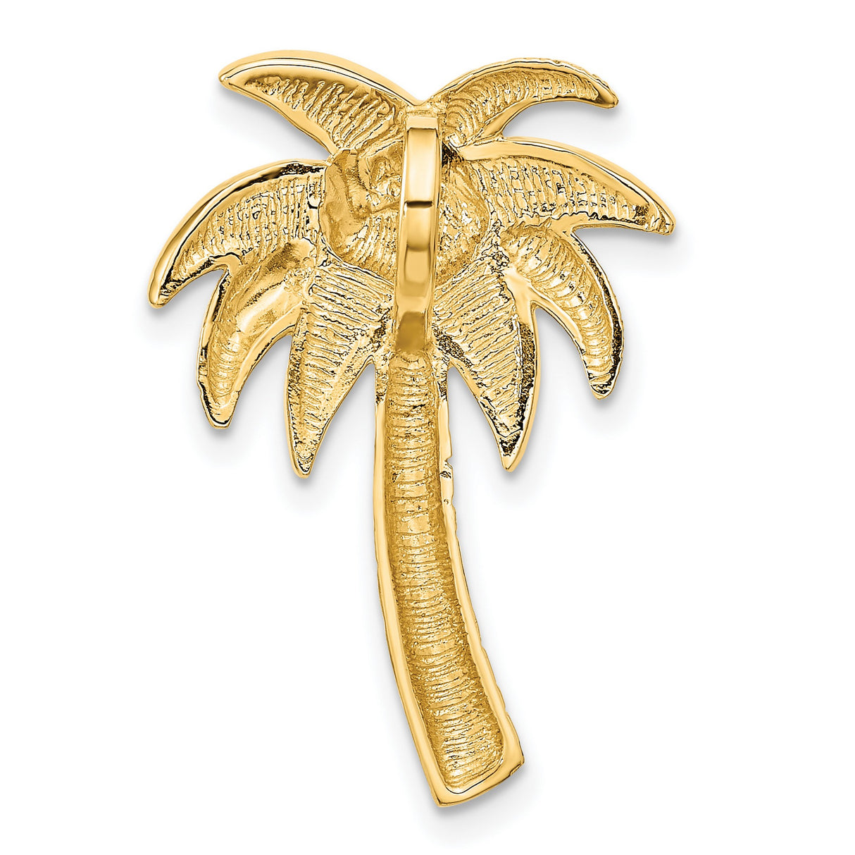 14k Yellow Gold Palm Tree Pendant with Blue Green Opal Inlays, Tropical Beach Charm