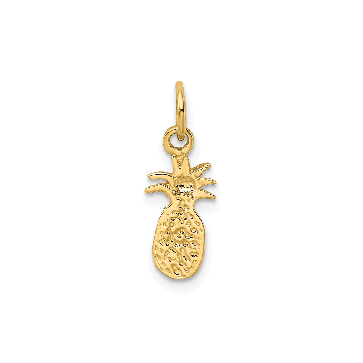 14k Yellow Gold Pineapple Charm Pendant, Textured Tropical Fruit Design