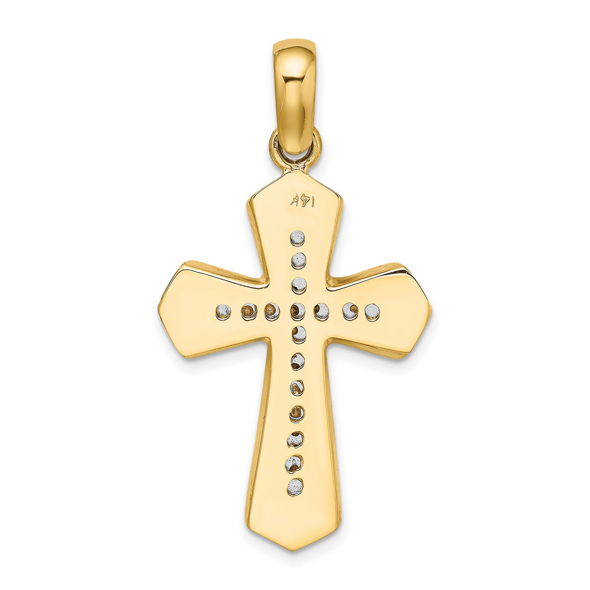 14k Multi-Tone Gold Cross Pendant with Polished Beveled Design