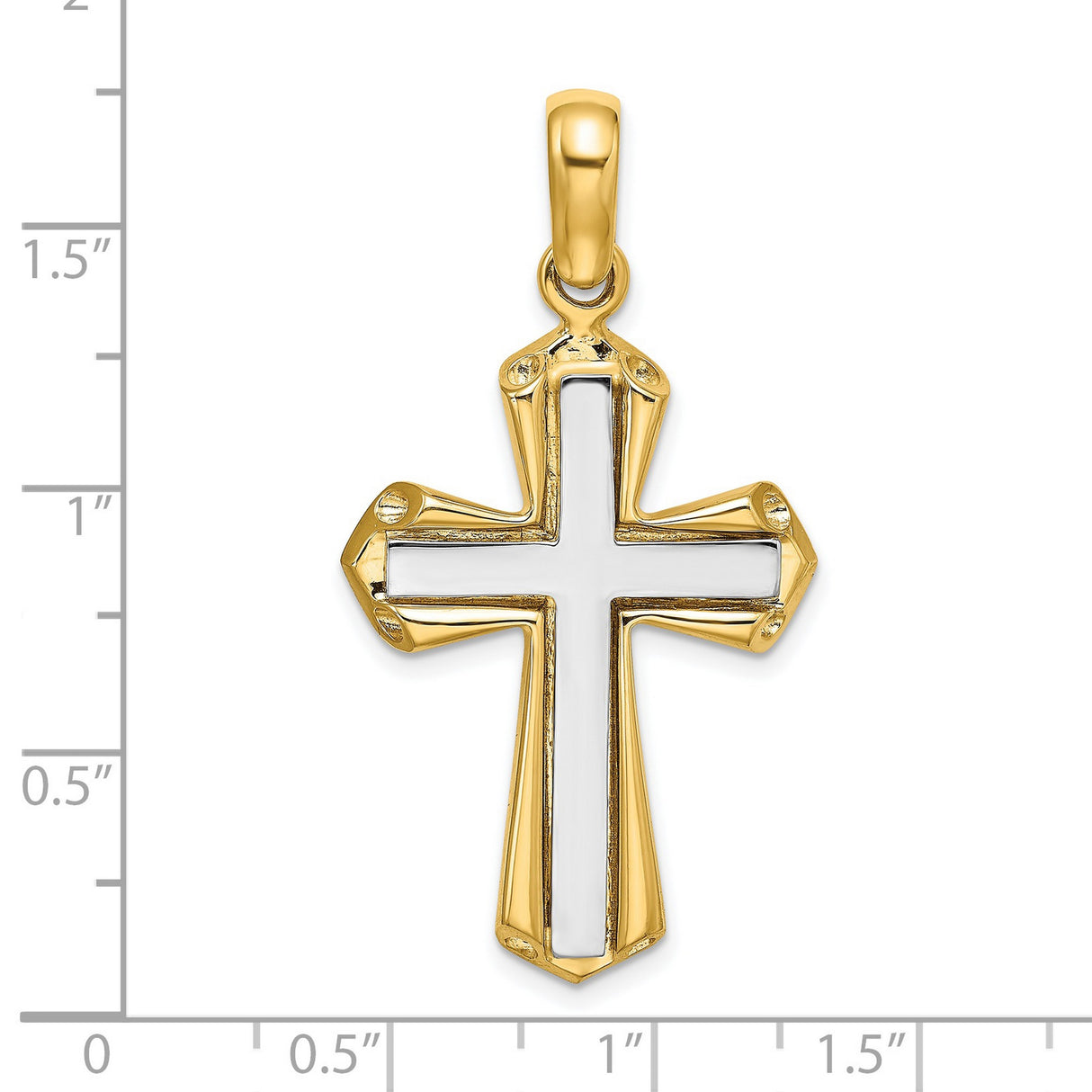 14k Multi-Tone Gold Cross Pendant with Polished Beveled Design