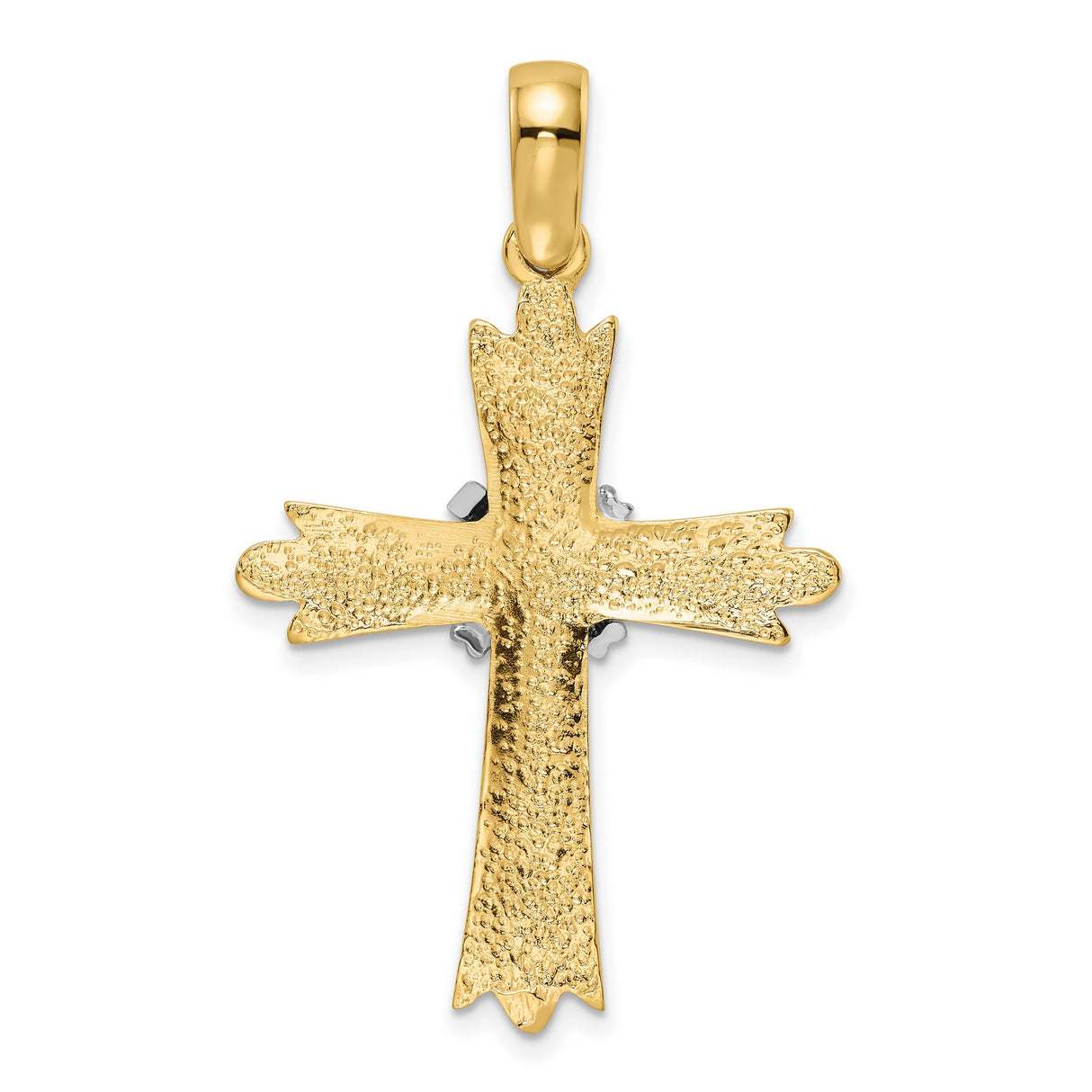 14k Two-Tone Gold Cross Pendant with White Center, Spiritual Religious Design