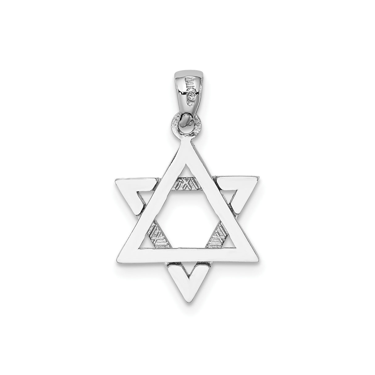 14k White Gold Star of David Pendant, Polished Openwork Magen David Charm, Unisex Religious Jewelry