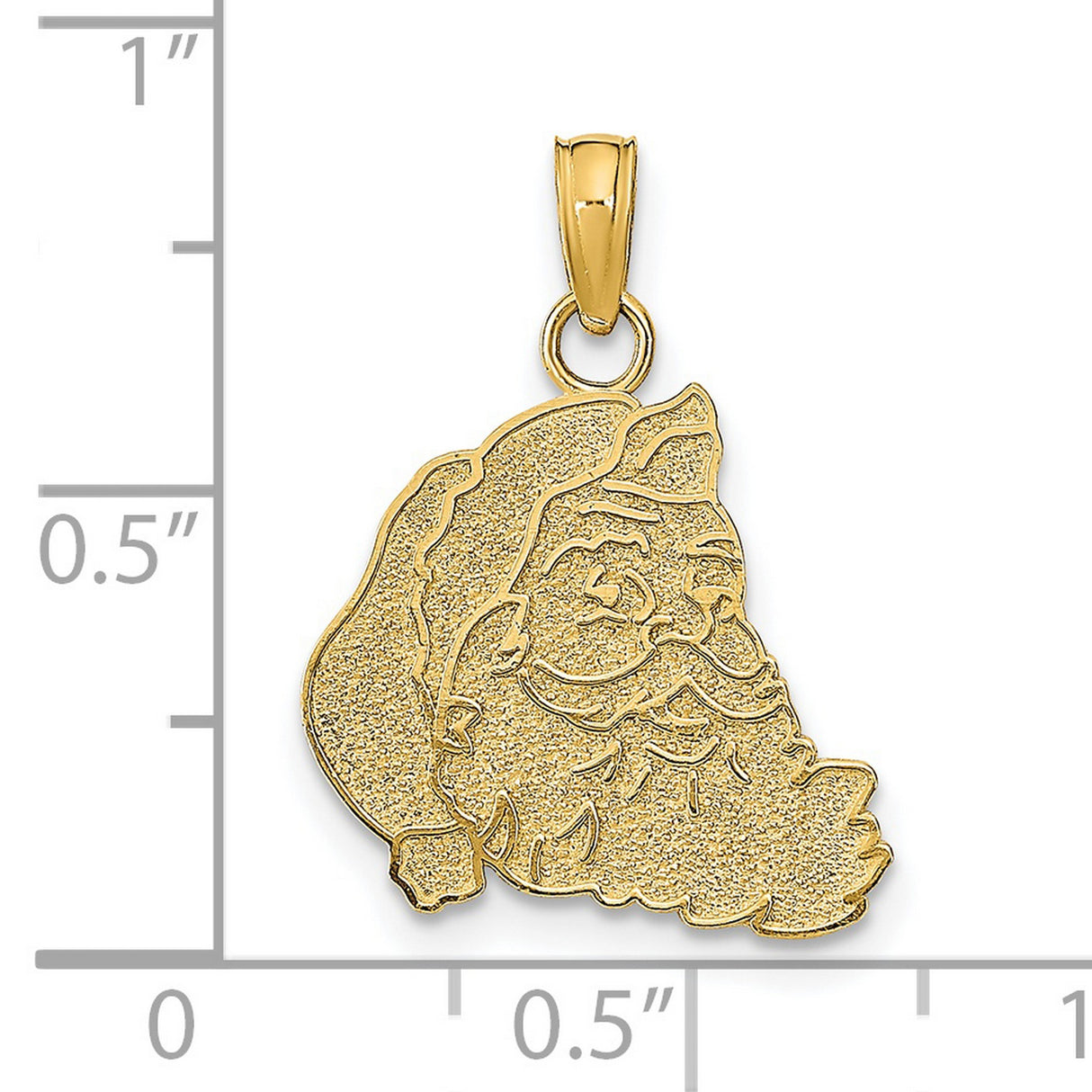 14k Yellow Gold Santa Claus Pendant with Textured Face and Hat Design