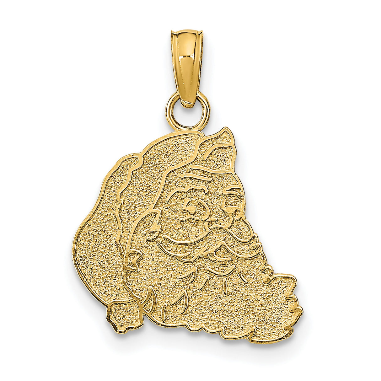 14k Yellow Gold Santa Claus Pendant with Textured Face and Hat Design