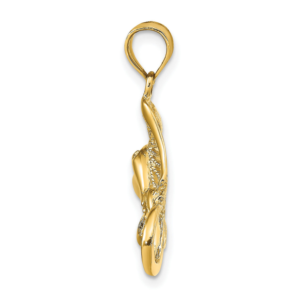 14k Yellow Gold Stingray Pendant, Openwork Ocean Animal Charm, Coastal Nautical Jewelry