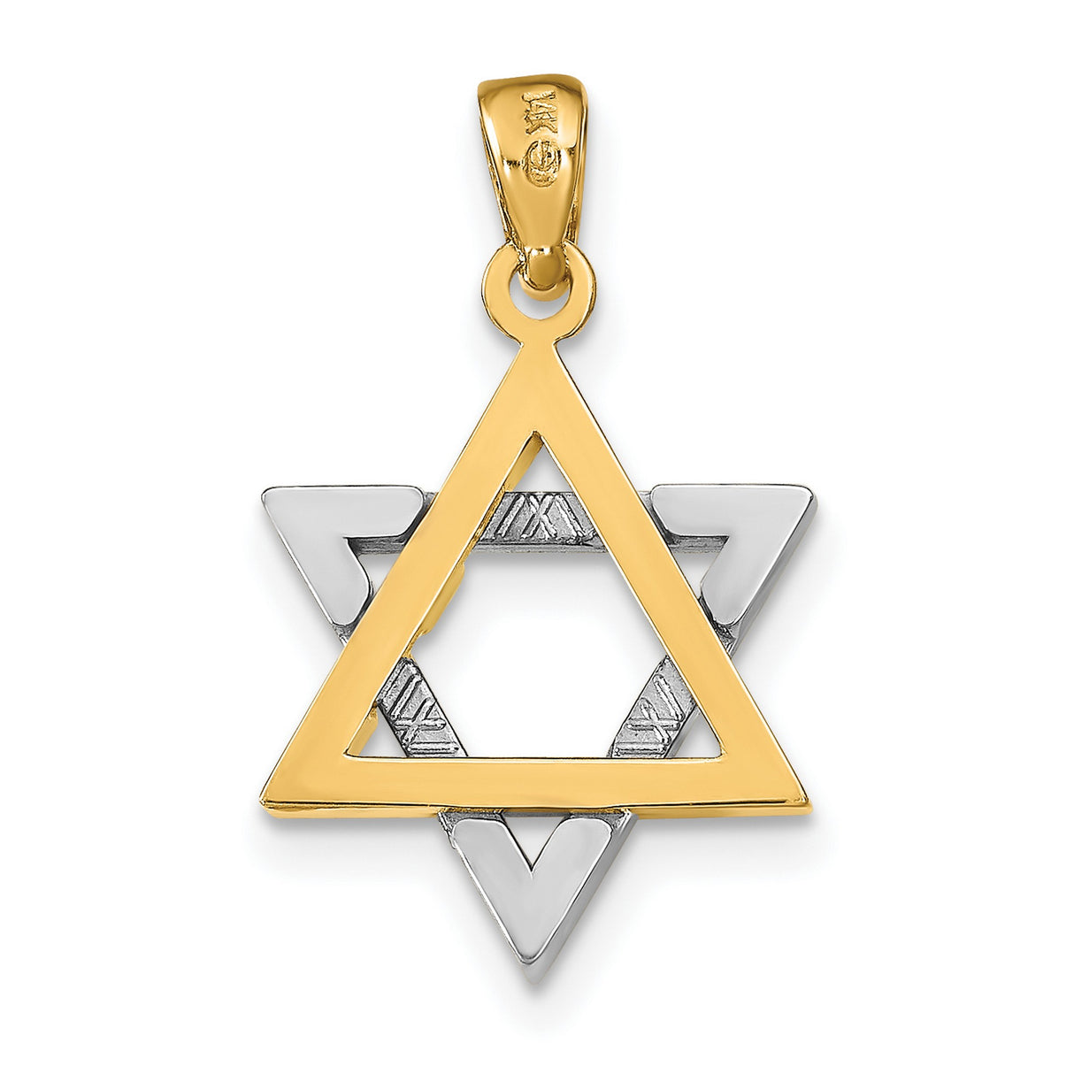 14k Two-Tone Gold Star of David Pendant with Interlocking Triangles, Unisex Judaica Charm