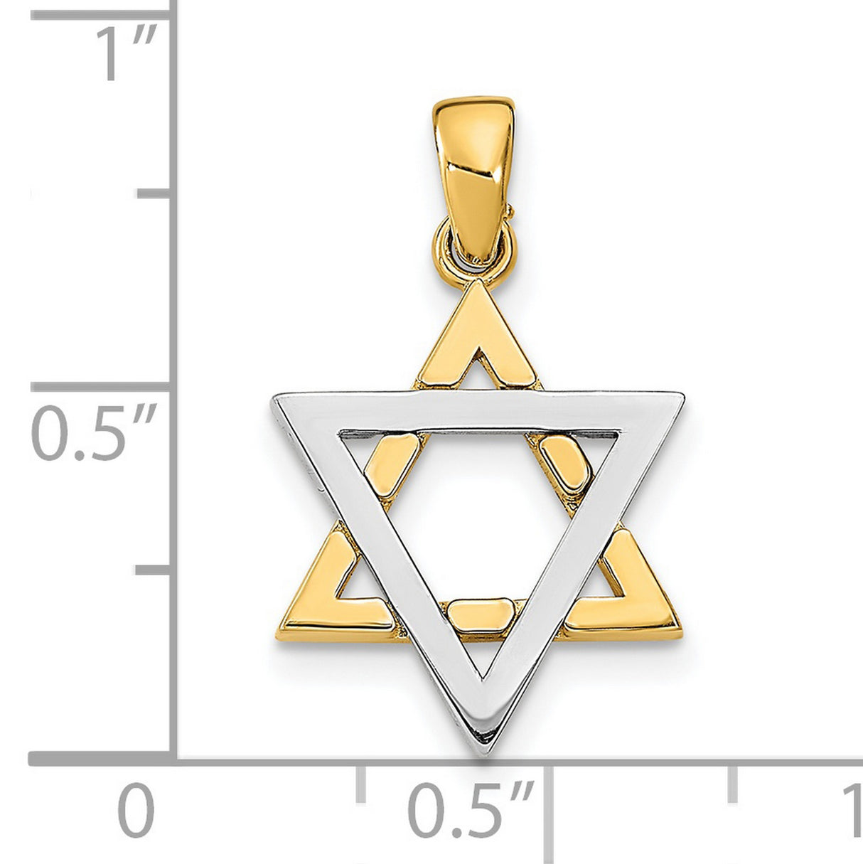 14k Two-Tone Gold Star of David Pendant with Interlocking Triangles, Unisex Judaica Charm